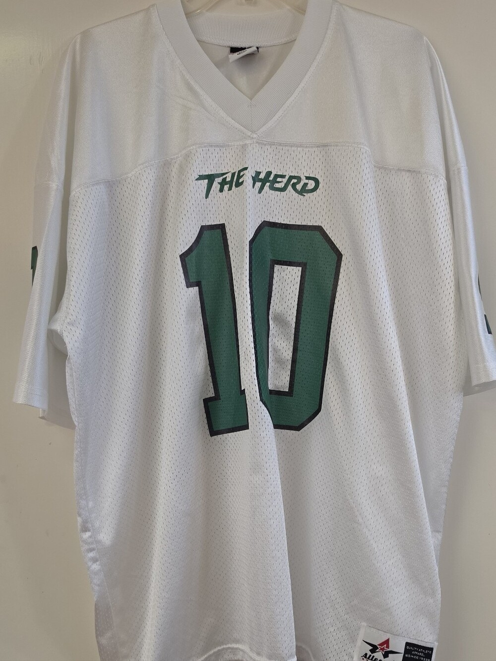 NCAA Marshall University Herd #10 White & Green Men's Football Jersey
